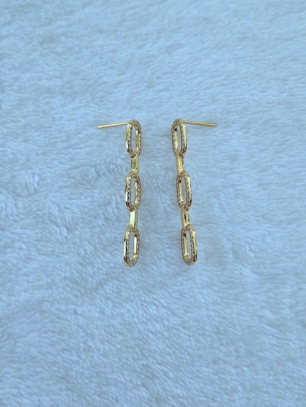 Rachel Zoe Stationary Triple3️⃣ Gold💛 Chain⛓️ Link Earrings - Picture 7 of 15